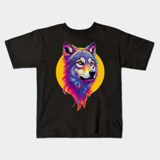 Colorful Wolf Portrait Kids T-Shirt